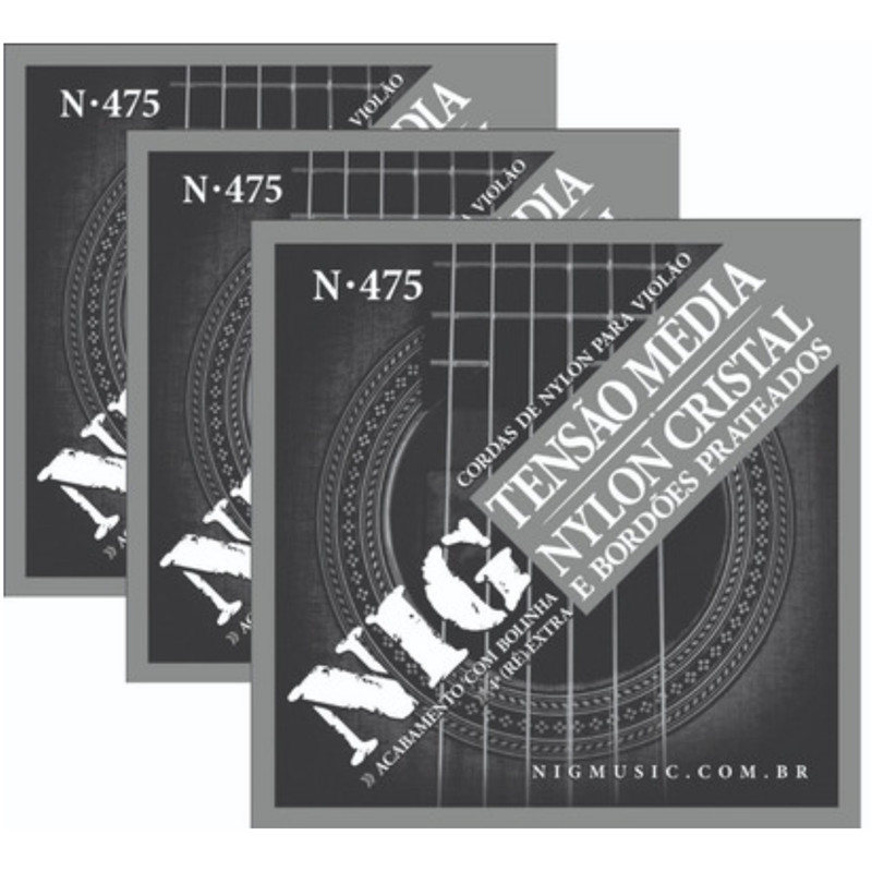 KIT CORDAS DE VIOLAO NYLON TENSAO MEDIA N475 - 3 UNIDADES