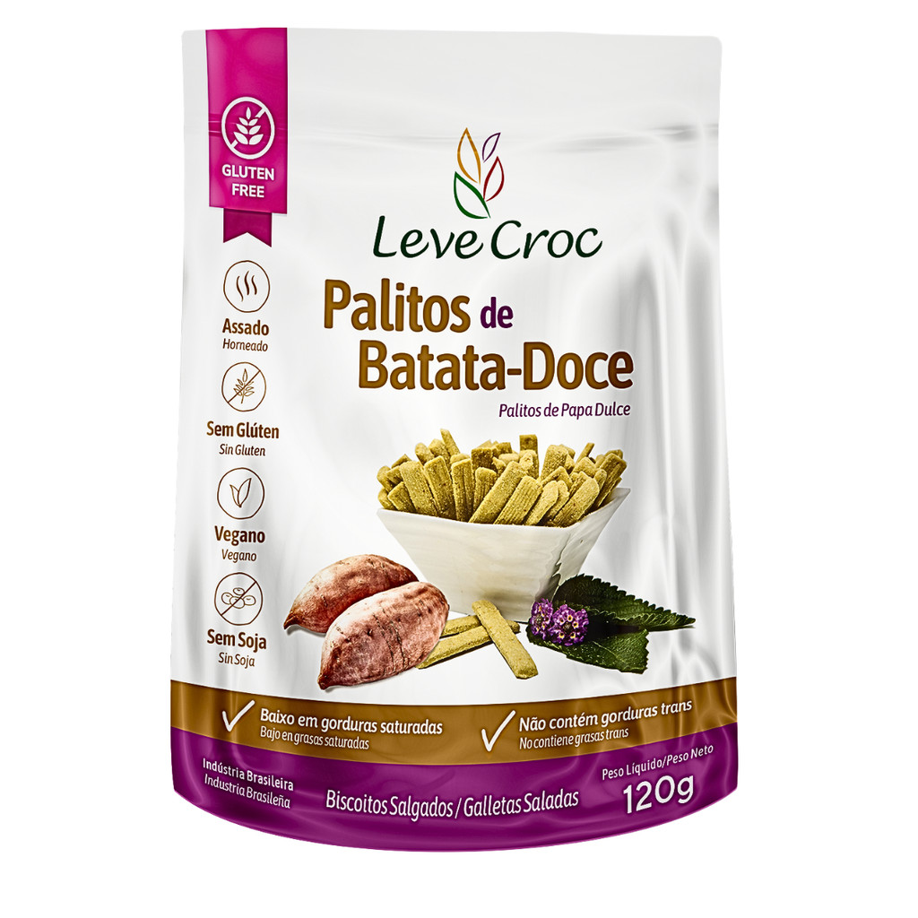 Biscoito Palito Salgado De Batata-Doce 120g - Leve Croc