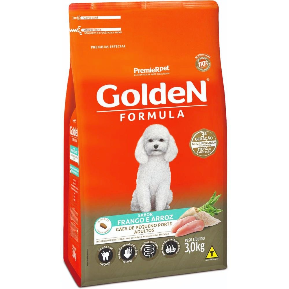 Ração GoldeN Formula Raças Pequenas Cachorros Adultos Frango e Arroz Mini Bits 3,0kg em Oferta na Shopee
