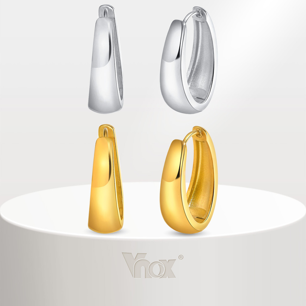 Brincos De Argola Em Forma De U De Ouro 18K Vnox Para Mulheres , Irregulares De Aço De Titânio À Prova D'água , Presente em Oferta na Shopee