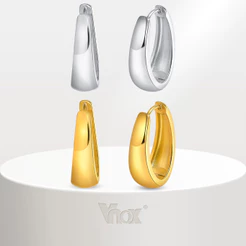 Brincos De Argola Em Forma De U De Ouro 18K Vnox Para Mulheres , Irregulares De Aço De Titânio À Prova D'água , Presente