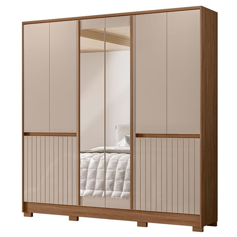 Guarda Roupa Casal Alasca 10 Portas Carvalho Fendi com Espelho - Moval em Oferta na Shopee