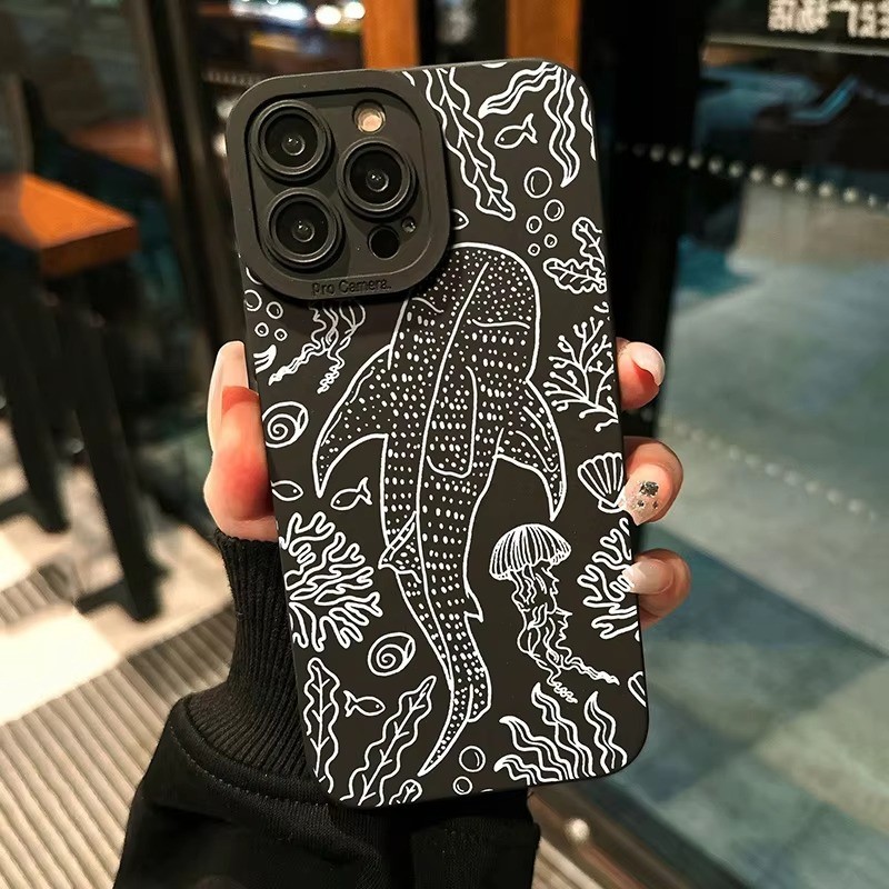 Capa De Tubarão De Olhos Pretos Para Samsung S25 S23 S22 S21 Ultra S24 FE Plus A15 A35 A54 A06 A05 A55 A34 A16 A36 A52