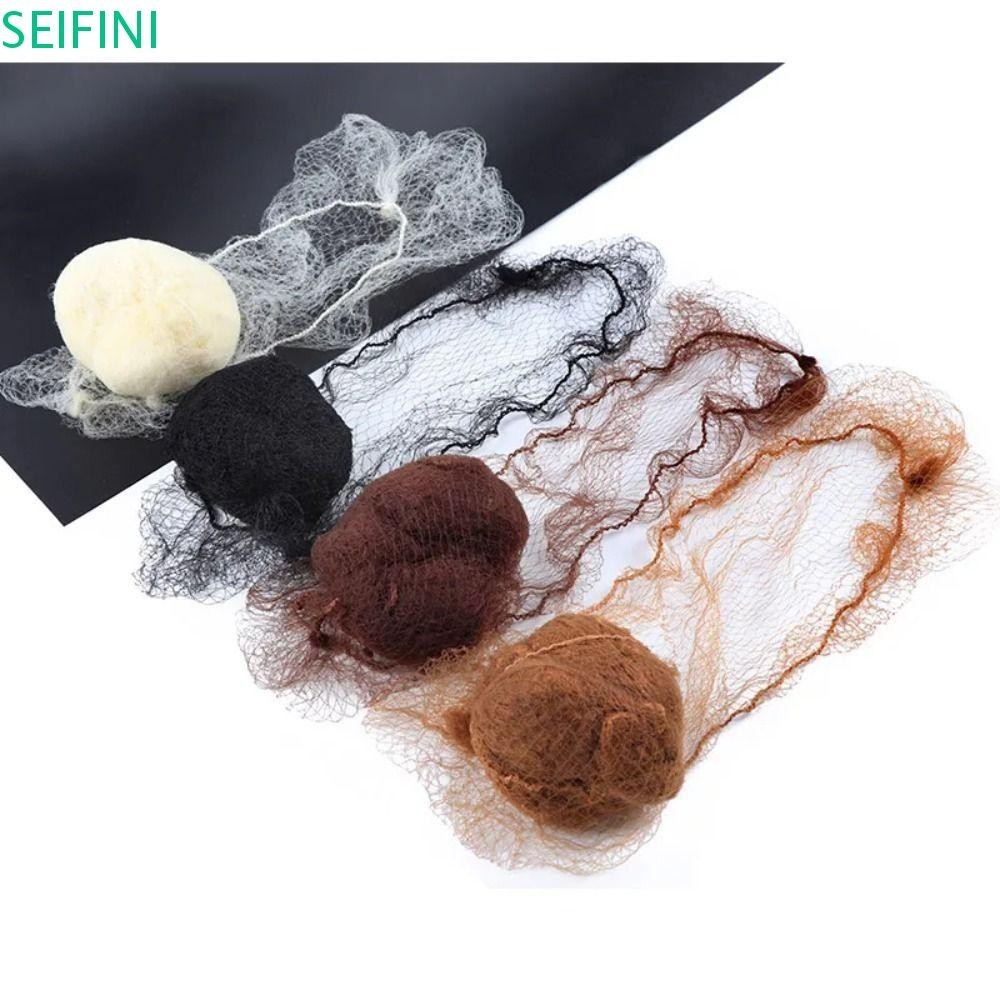 SEIFINI 20pcs Linhas Elásticas Rede De Cabelo , Redes De Nylon Macias Duráveis , Boné De Peruca Bege Respirável Invisíve