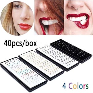 40 Piercing De Nariz Nostril Aço Com Pedra De Strass reto silicone Kit Luxo Unissex Masculino feminino em Oferta na Shopee