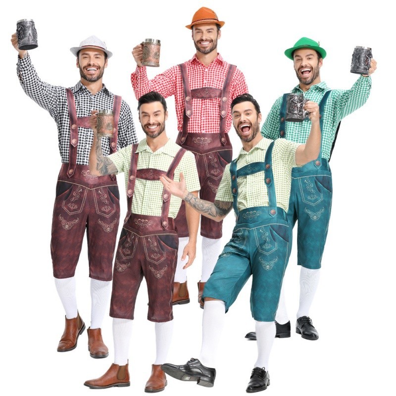 Nova Camisa e Calções Oktoberfest de Munique para Homens: Visual Tradicional do Festival da Cerveja Alemã, Traje de Okto