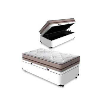 Cama Box com Baú + Colchão de Molas Ensacadas Anjos Classic Solteiro 88cm em Oferta na Shopee
