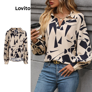 Lovito Blusa Geométrica Casual Geométrica Para Mulheres LNL50073