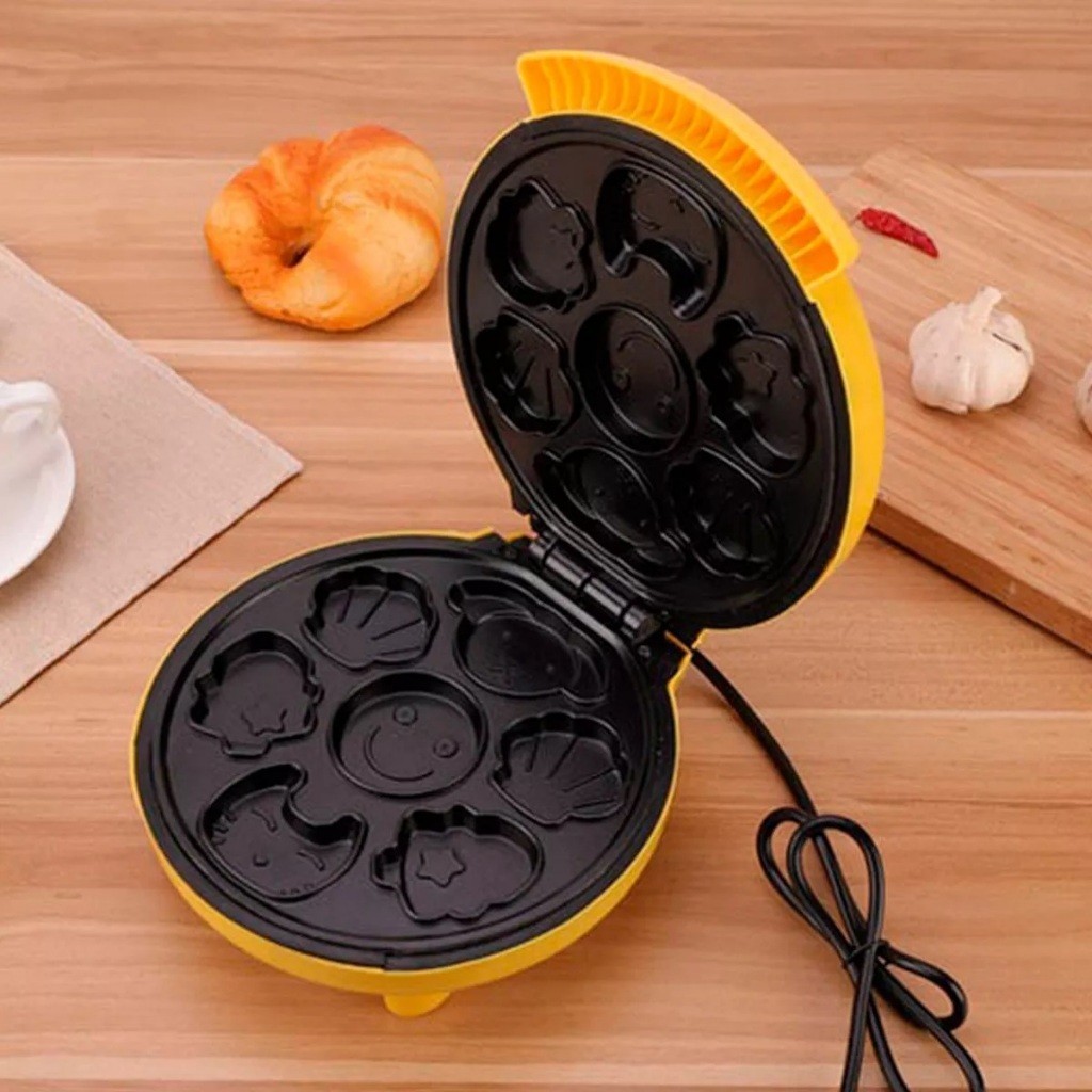 Maquina Mini Cake De Fazer Bolinhos Waffles Cor Amarelo 110V E 220V em Oferta na Shopee