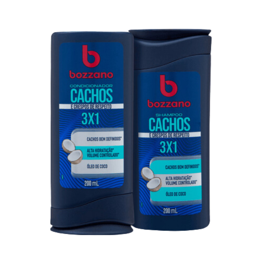 Kit Shampoo Condicionador Cachos Masculino Bozzano 200Ml