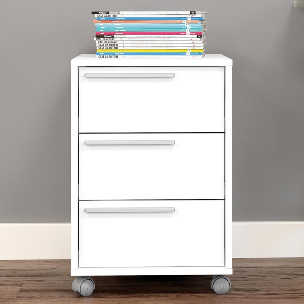 Gaveteiro com Rodízios Maia 3 Gavetas Branco - Politorno em Oferta na Shopee