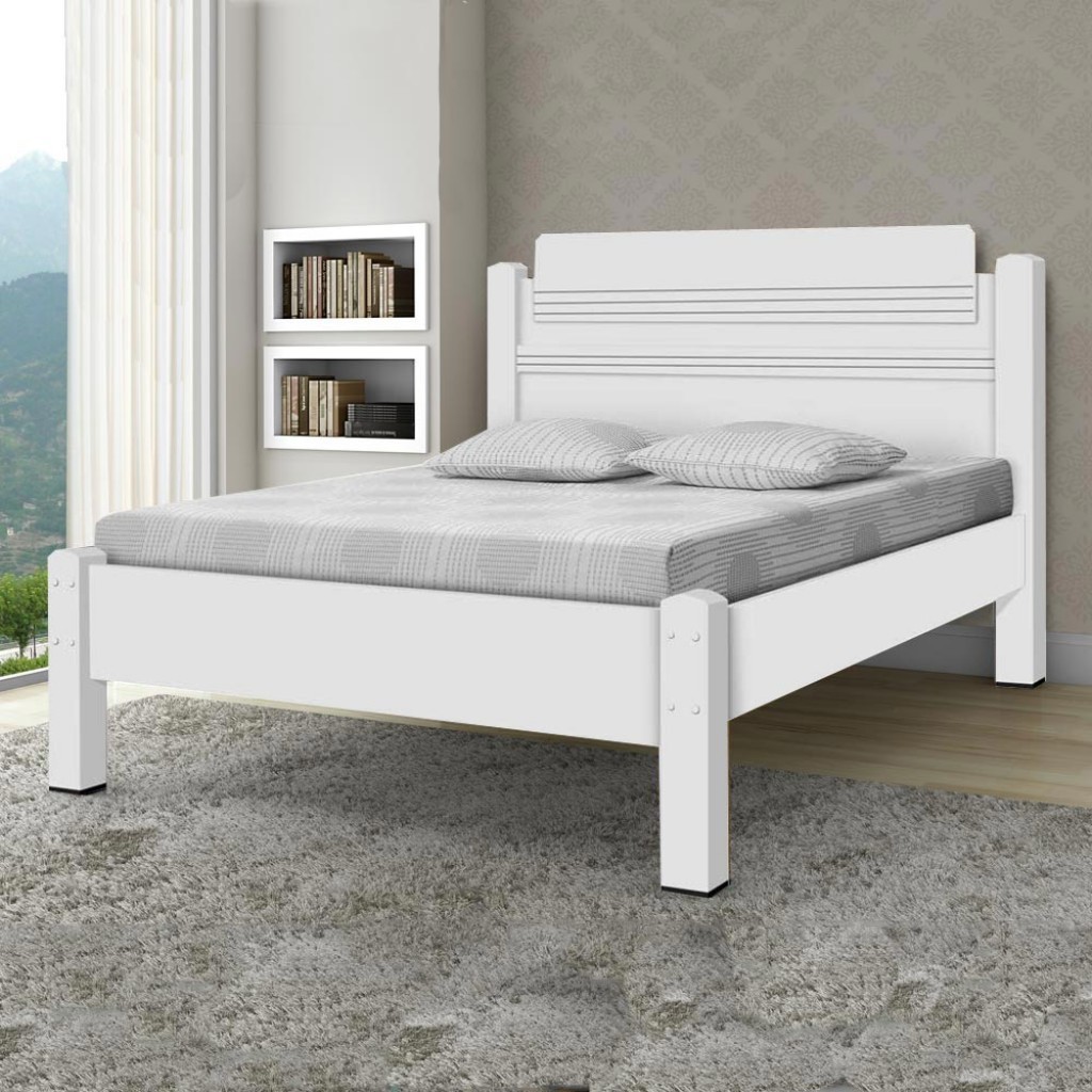 Cama de Casal Paris 100% Mdf 158201 Branco - Gabrielli Móveis em Oferta na Shopee