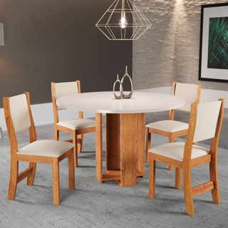 Mesa de Jantar 4 Lugares Bebel Mel/Blonde/Nude 27066 - Viero Móveis em Oferta na Shopee
