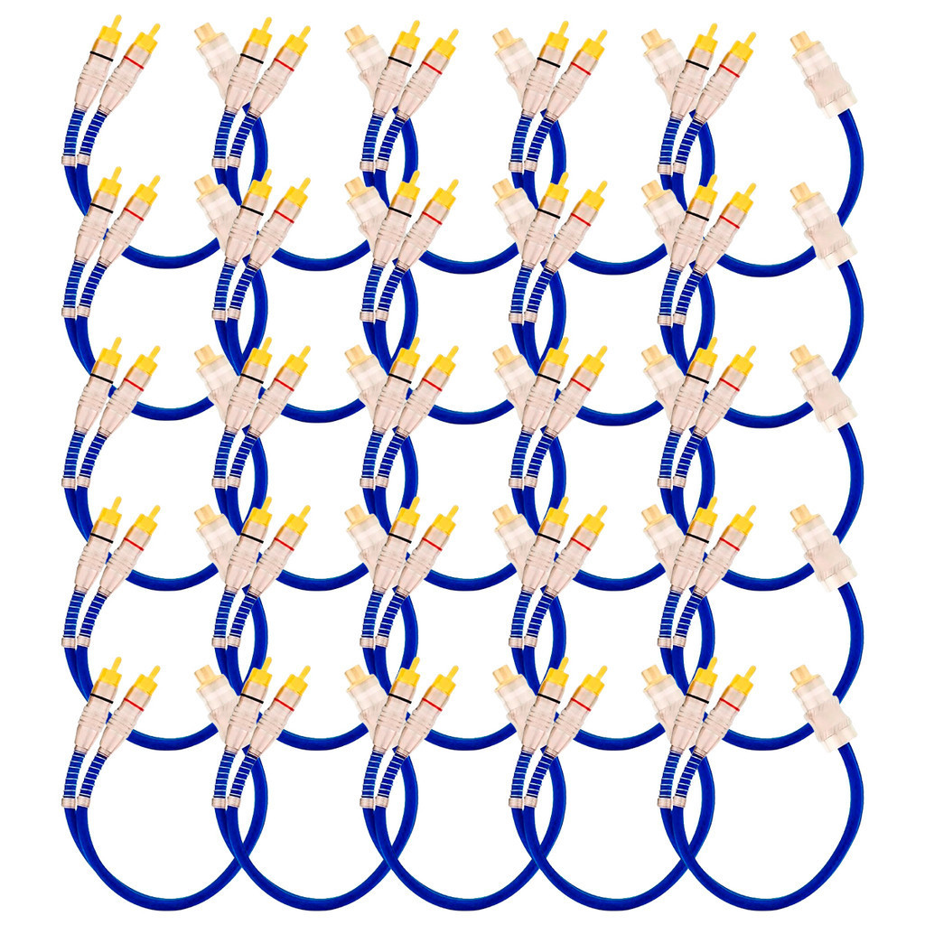 25x Cabos Y Prime Metal 5mm 2 Machos 1 Femea Azul RCA