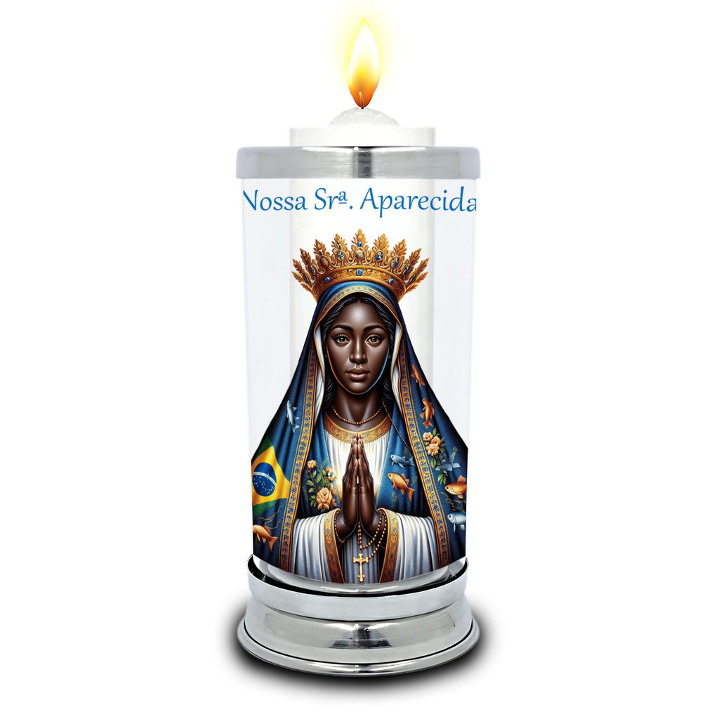 Protetor de Velas Imagem de Nossa Senhora Aparecida Vidro