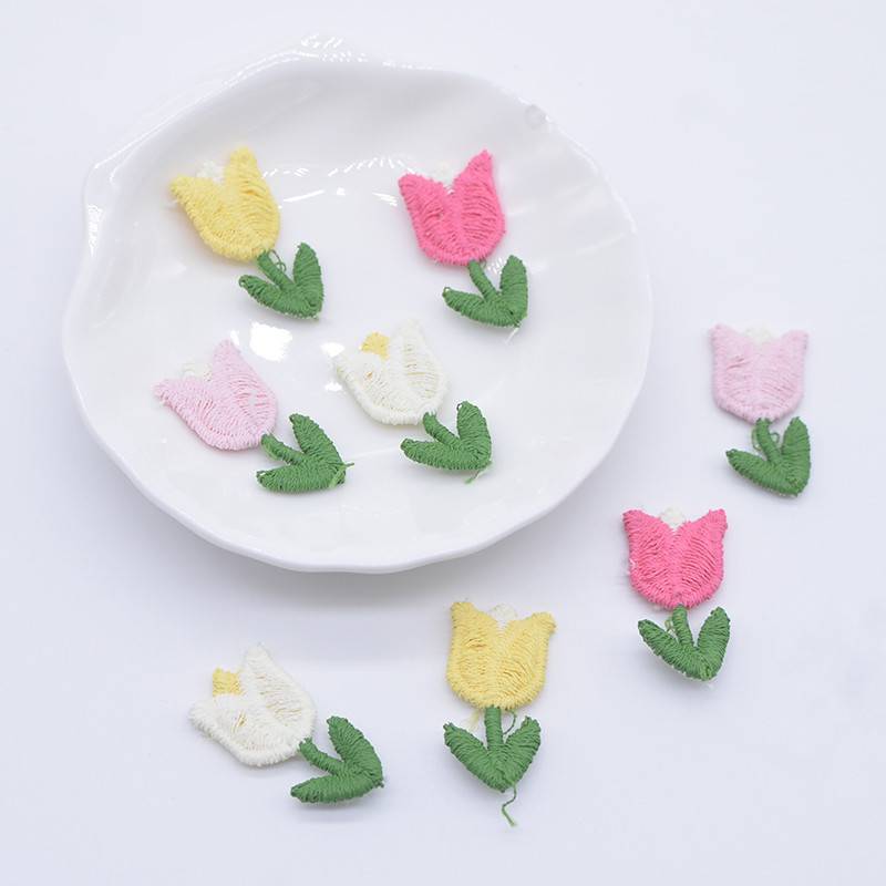 20Pcs 1.4 * 2.7cm Tulip Flower para DIY Headwear Clips Decoração Chapéu Roupas Patches de costura de casamento em Oferta na Shopee