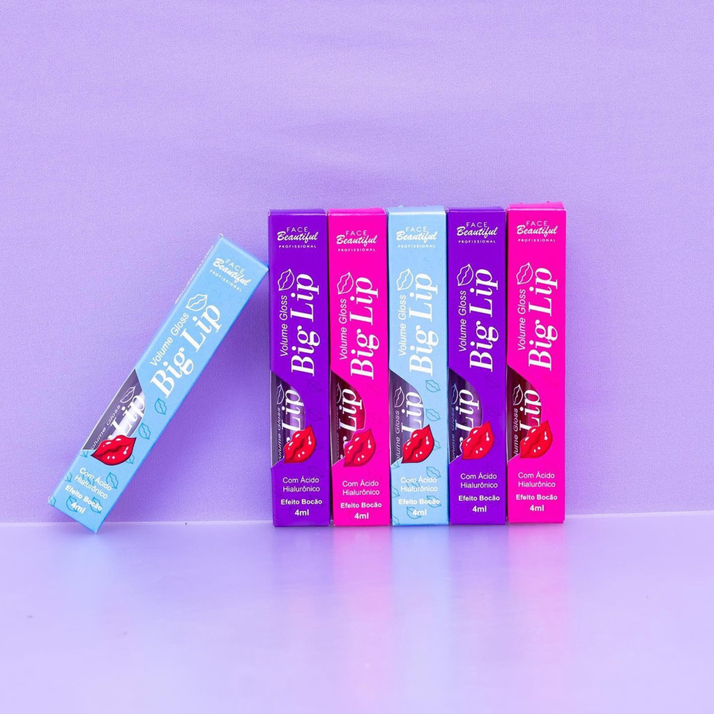 Kit 03 Volume Gloss Big Lip Efeito Bocão Face Beautiful 4ml