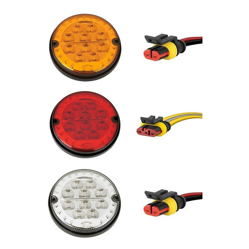 3 Lanterna Traseira 125mm Ônibus Comil Mascarello Neobus 10 LED 24V + Conector