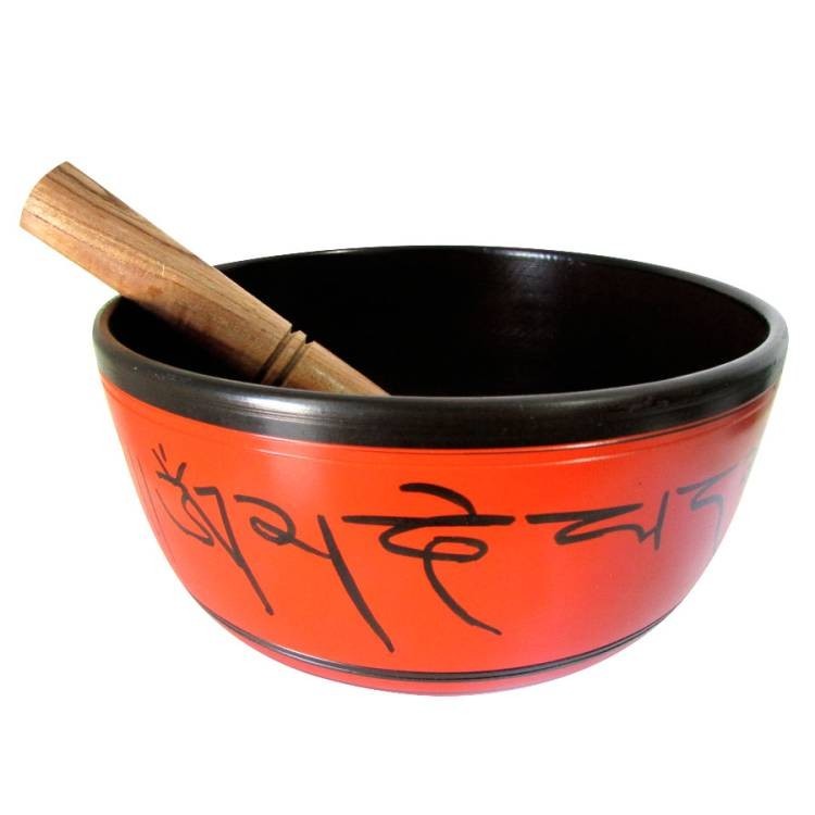 Imagem Tigela Tibetana Mantras Sino e Canto Alto GG T4 19cm - Laranja