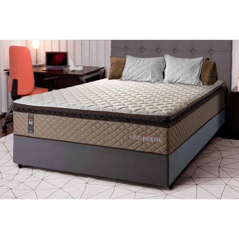 Conjunto Cama Box Espuma Atlanta Bege Casal 138x188x62 em Oferta na Shopee