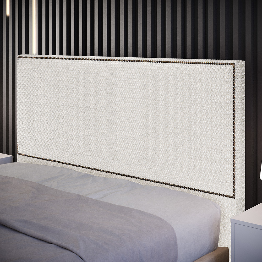 Cabeceira Cama Box Casal Com Tachas 140 cm Vicenza L02 Bouclê Cru - Lyam Decor em Oferta na Shopee