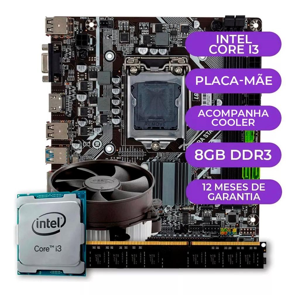 Kit Upgrade, Intel Core i3 + Placa Mãe + 8GB DDR3 - Computers & Accessories