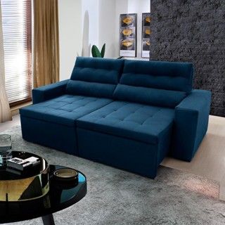 Sofá Retrátil/Reclinável Arizona 2,30m Suede Velut Azul Marinho - King House em Oferta na Shopee
