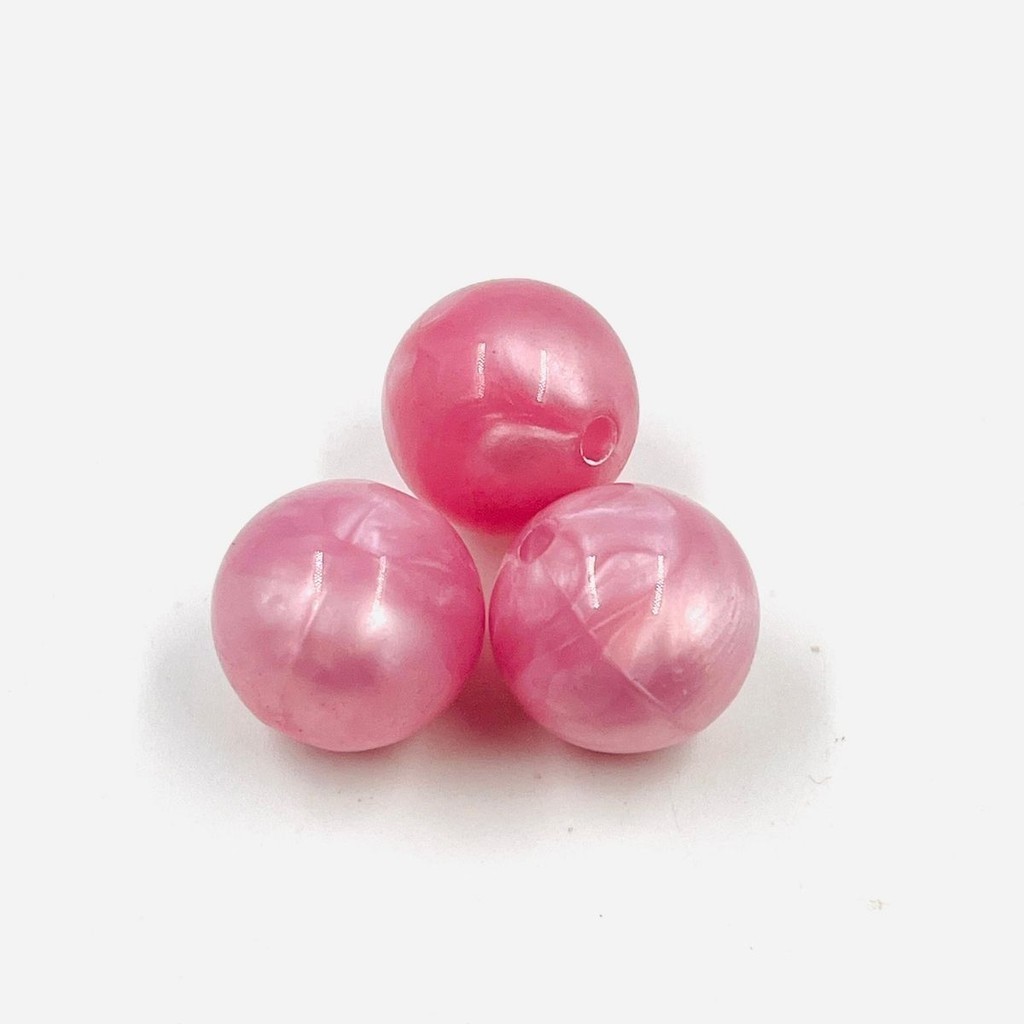 Miçanga Passante Bola Lisa Plástico Rosa Bebê 19mm 50pçs 235g