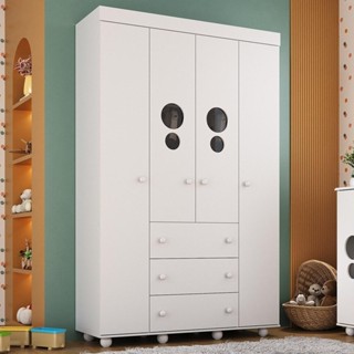 Guarda-Roupas Infantil 4 Portas e 3 Gavetas Picolé Multimóveis BB2894 em Oferta na Shopee