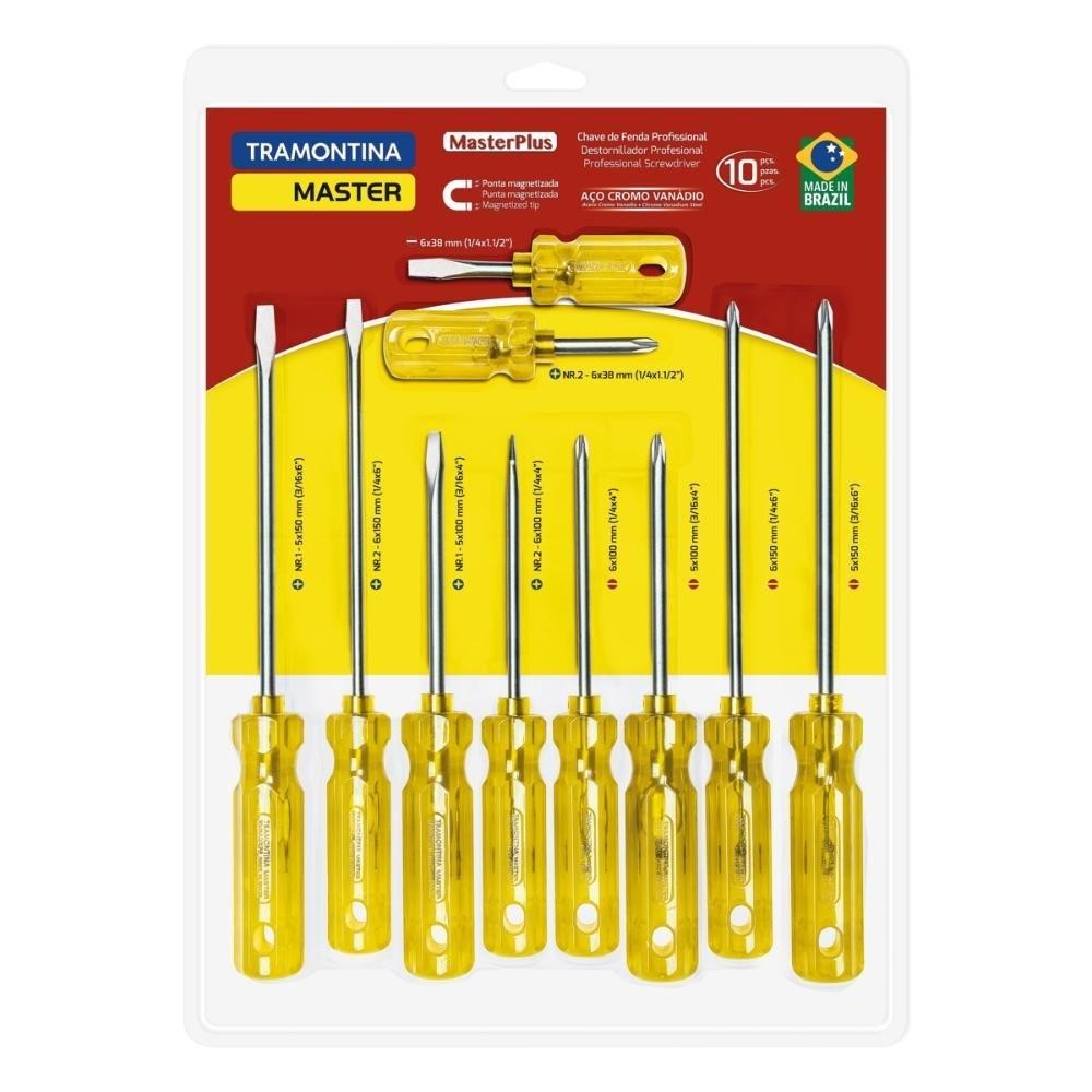 Jogo de Chaves de Fenda em Aço Cromo Vanádio 10 Peças em Oferta na Shopee