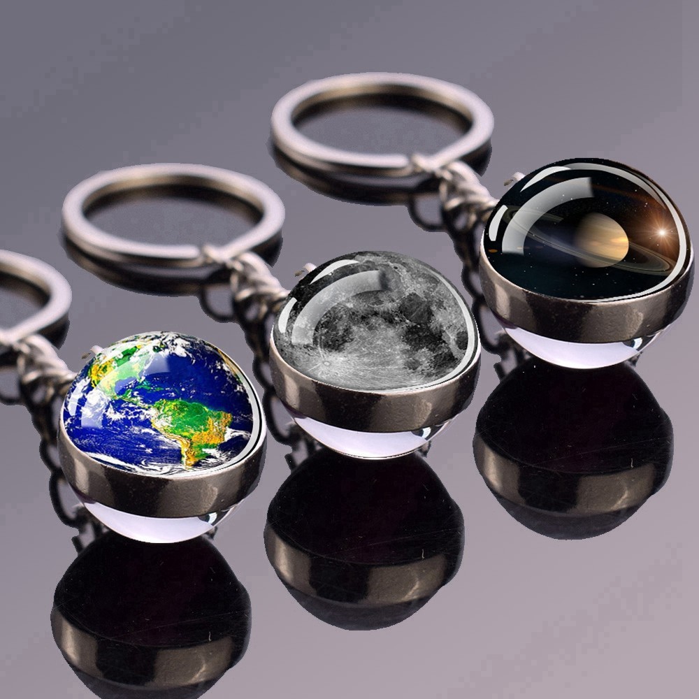 Novo Chaveiro De Bola De Vidro Sistema Solar Padrão Chaveiros Celestial Romântico Presente