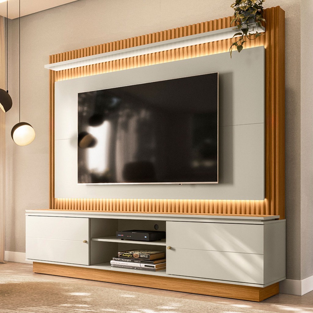 Estante para TV Até 75 Polegadas Guararapes 2 Portas com Led em Oferta na Shopee