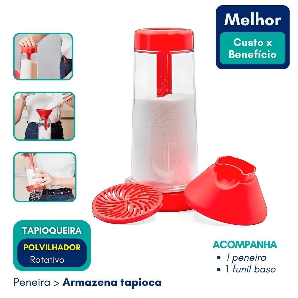 Tapioqueira Portátil Peneira Tapioca Crepioca Polvilhador Beiju Rotativo Tapy Semiautomática Red