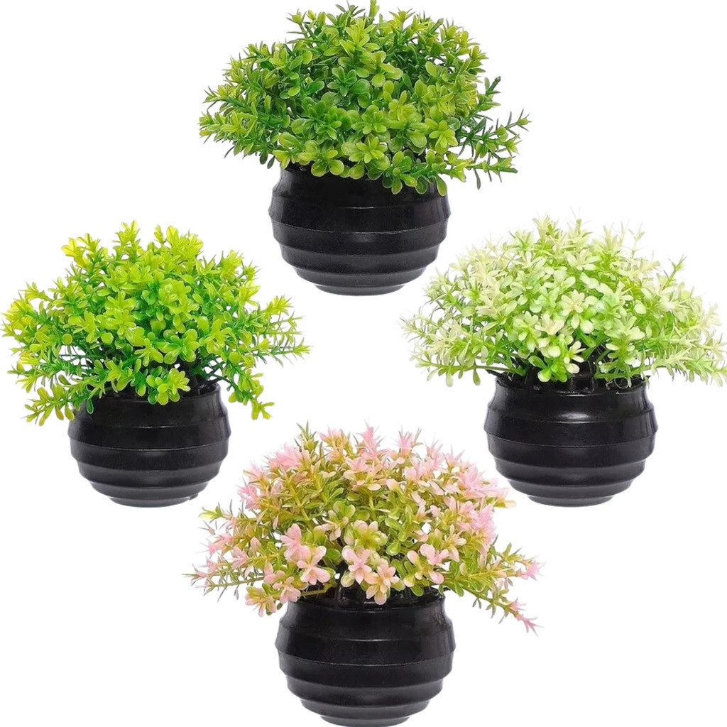 Vasinhos De Plantas Flores Artificial Decoração Kit 4 Vasos em Oferta na Shopee