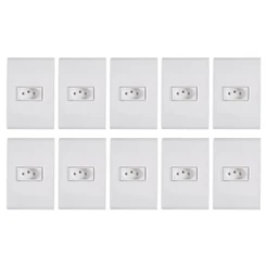 Kit com 10 Tomadas Tramontina Liz com 2 Pinos + Terra 10A/250V Branco