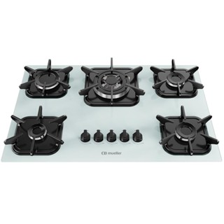 Cooktop a Gás Mueller 5 bocas Branco com Queimador Tripla chama e Grades em Ferro Fundido Bivolt em Oferta na Shopee