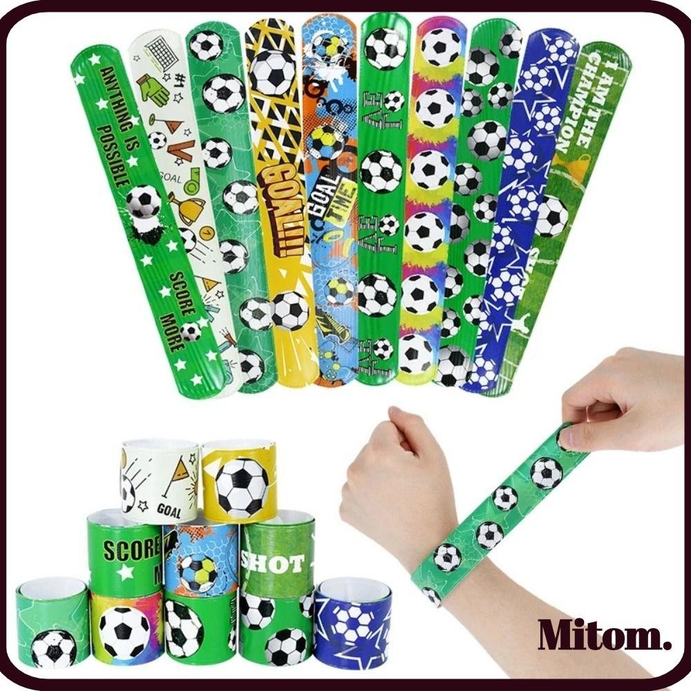MITOM 12Pcs Pulseiras De Bofetadas , Futebol Com Padrão De Brinquedos Infantis Suprimentos Para Festas em Oferta na Shopee
