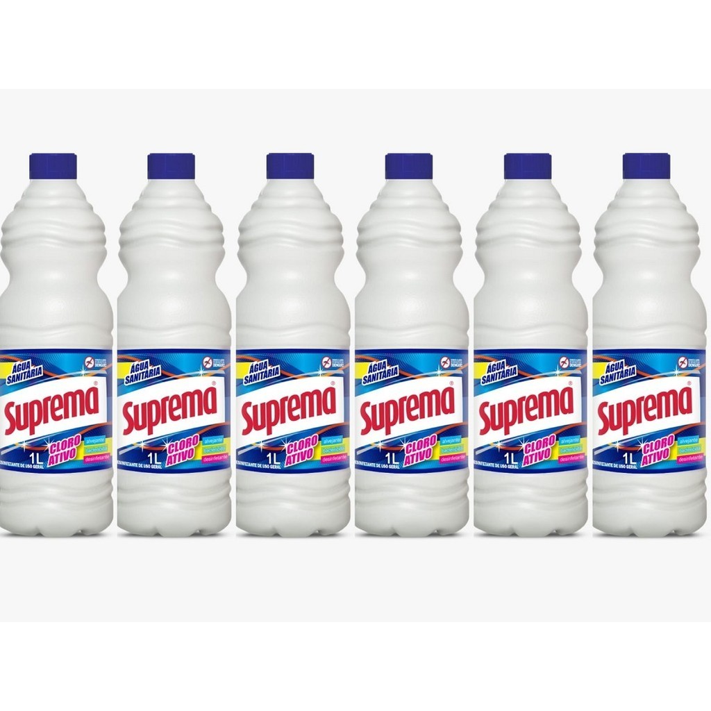 Agua Sanitária Cloro Ativo Suprema 1L - 06 unidades