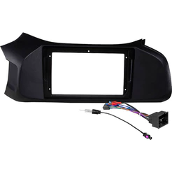 Kit Moldura Painel 9 Pol Onix 2012 2013 2014 2015 2016 2017 2018 2 Din Preto Chicote Som Plug Antena