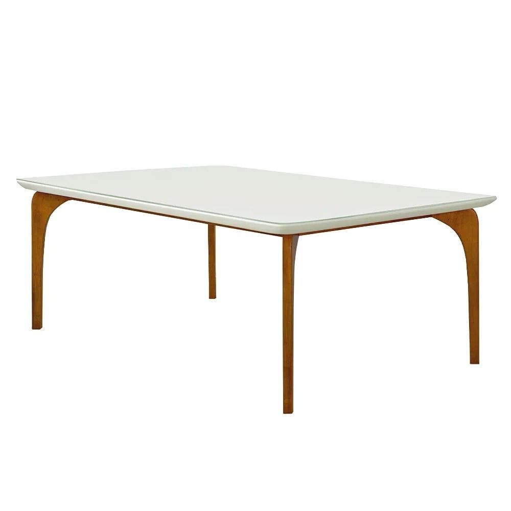 Mesa Sala de Jantar 8 Lugares 218cm Tampo em Laca Dinamarca OffWhite/Mel - Gran Belo em Oferta na Shopee