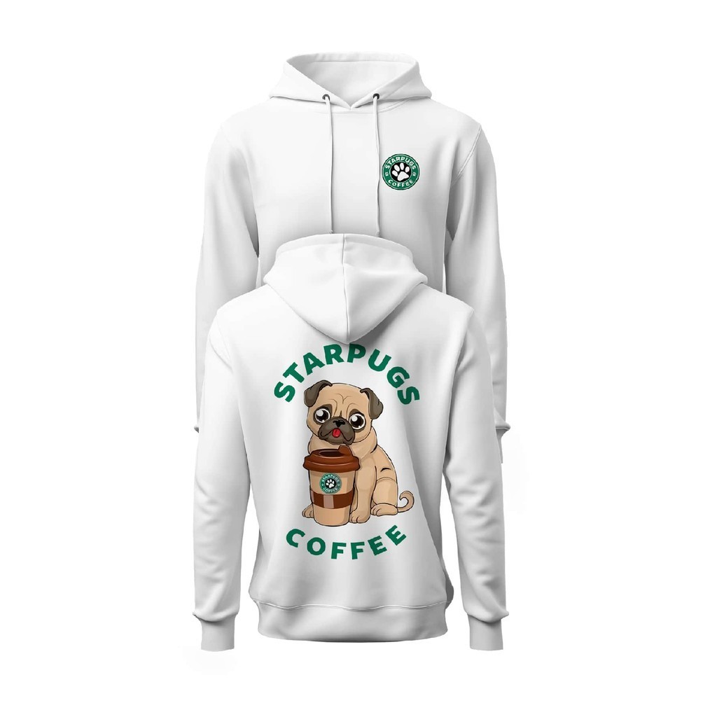 Moletom Blusa de  Algodão Mácio  Estampado Pug Coffe  Doguinho