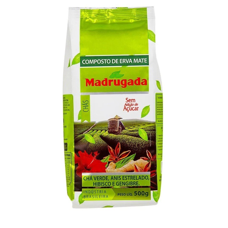 Composto Erva Mate Madrugada Chás  Verde Anis Hibisco Gengibre 500g