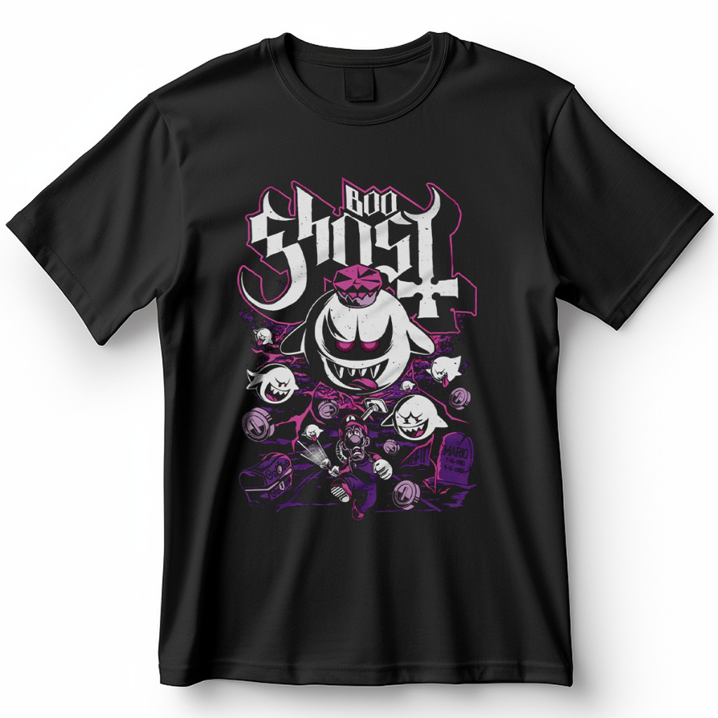 Camiseta Unissex Gengar Pokemon Luigi Mario Boo Ghost Blusa Geek Camisa 100% Algodão maligu