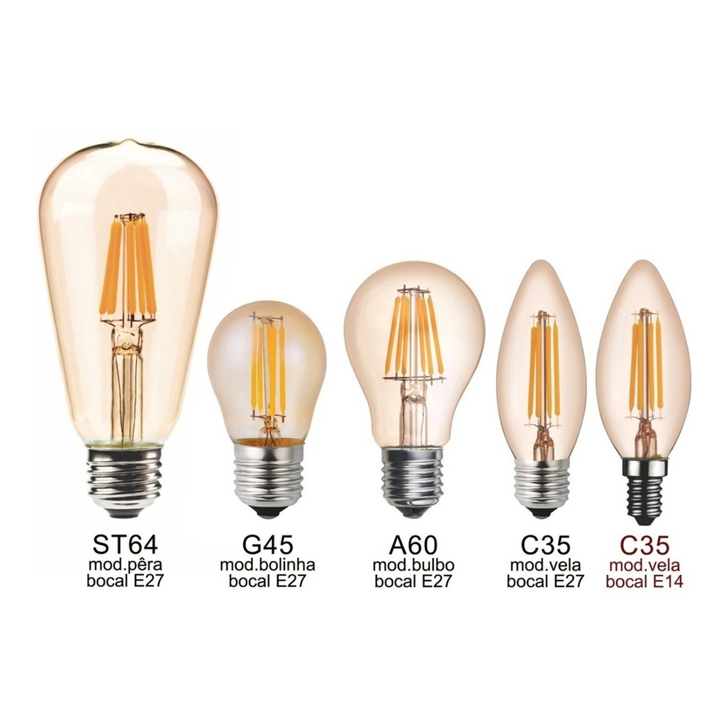 Lâmpada Filamento de Led Vintage Retro Decorativa Bivolt