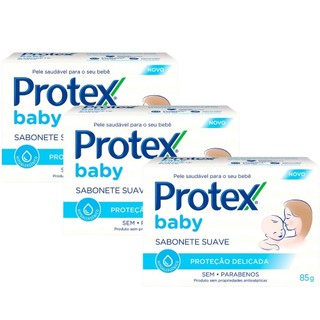 Kit 3 Sabonete em Barra Protex Baby Proteção Delicada 85g em Oferta na Shopee