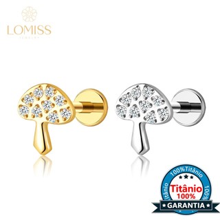 Piercing Labret Titânio Orelha Helix Tragus Conch Cogumelo Zircônia Cravejada em Oferta na Shopee