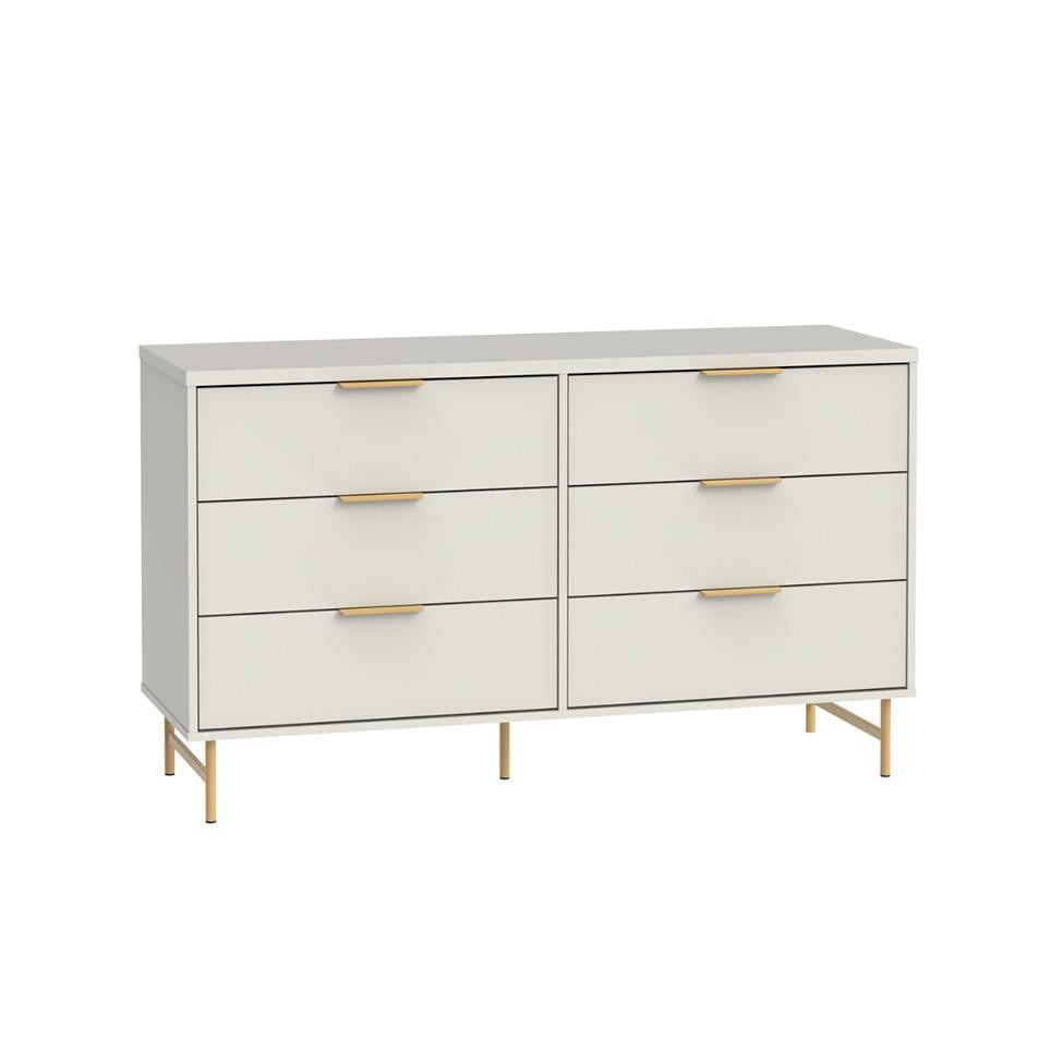 Cômoda Yves 6 GV Off White e Dourada - Home & Living
