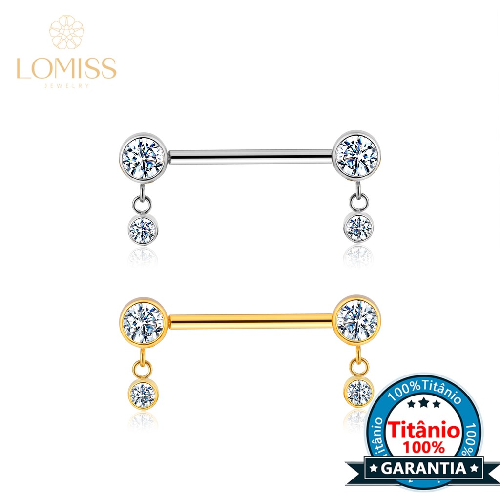 Piercing Barbell Titânio Mamilo Com Pingentes em Oferta na Shopee