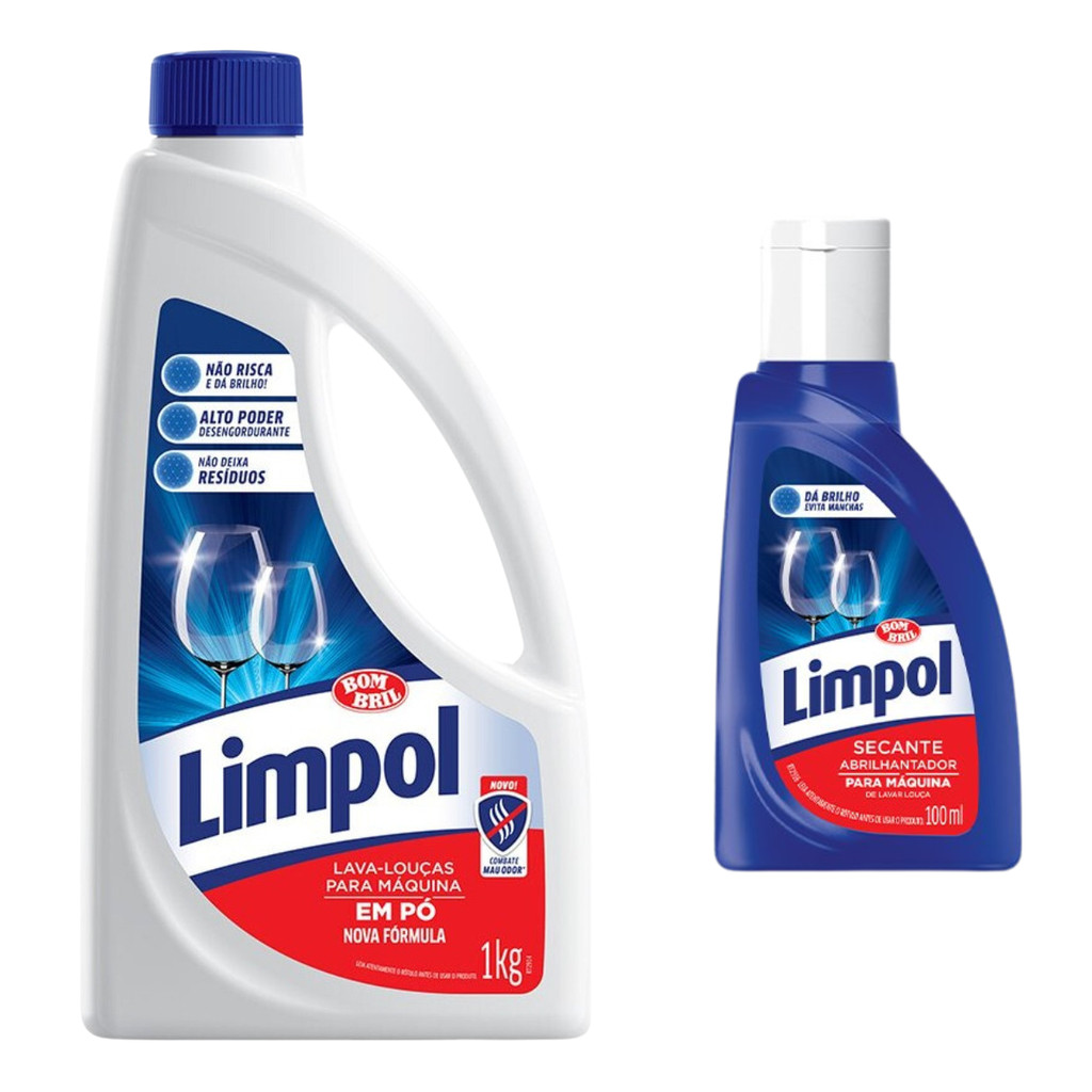 Imagem Kit 1 Detergente Para Lava-louças Limpol Em Pó 1 Kg + Secante