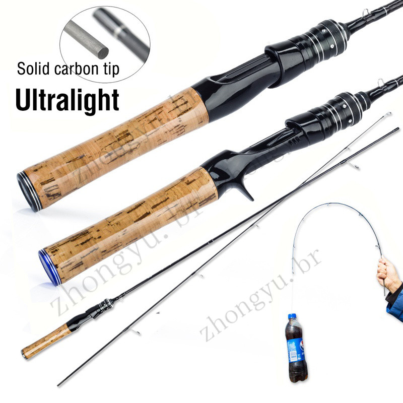 Vara De Pesca Ultraleve De Fibra De Alto Carbono UL De 1.5M/1.68M/1.8M-Fiação E Fundição De Ponta Sólida Para Em Água Do em Oferta na Shopee